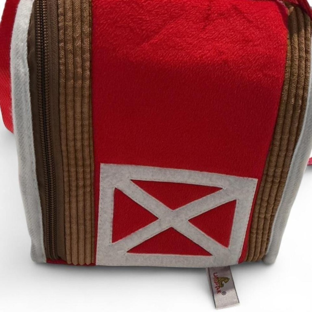 Unipak Barn Plush Toy Carrier Kids OS Red Excellent Farmhouse Zippered Bag
